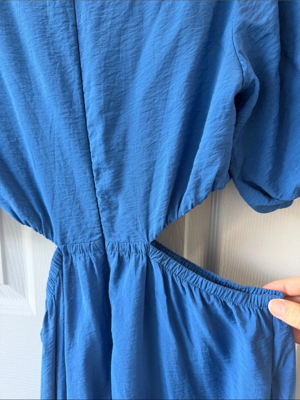 Abercrombie & Fitch Blue Puff-Sleeve Maxi Dress